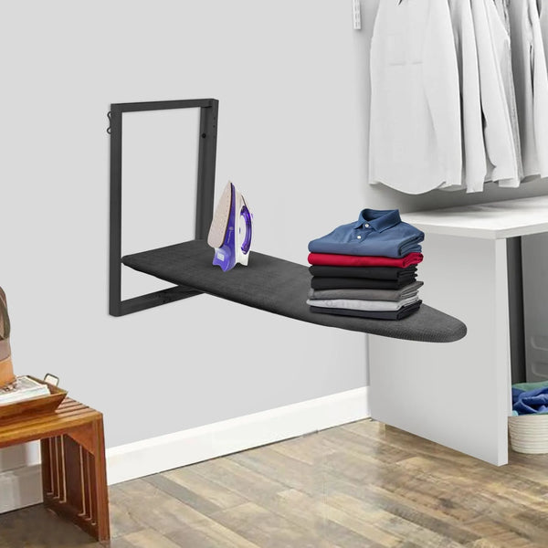 Wow Craft Heavy Duty Wall Mount Premium Ironing Table | Space-Saving & Foldable Mechanism | Black | DIY Assembly