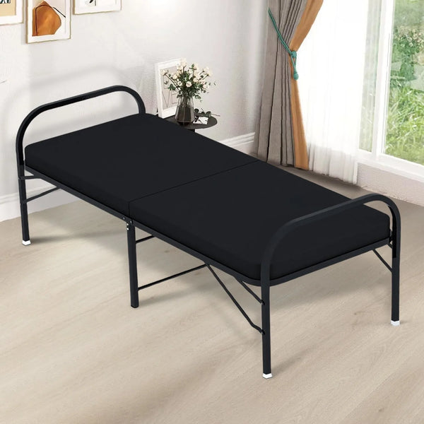 wow craft Single Bed | Double Layer Foam Mattress Included | Foldable and Storeable | No Assembly Required