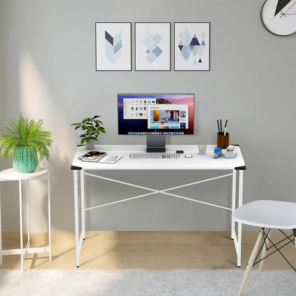 wow craft Study Table for Home – Compact Computer Desk with Engineered Wood | Top Space-Saving Work from Home Office Desk with White Legs