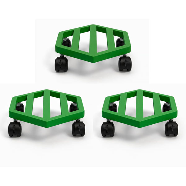 Mighty Home Heavy Duty Metal Plant Stand with Wheels – Rolling Pot Trolley for Indoor & Outdoor Plants, Lockable Casters (Pack of 3)