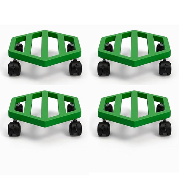Mighty Home Heavy Duty Metal Plant Stand with Wheels – Rolling Pot Trolley for Indoor & Outdoor Plants, Lockable Casters (Pack of 4)