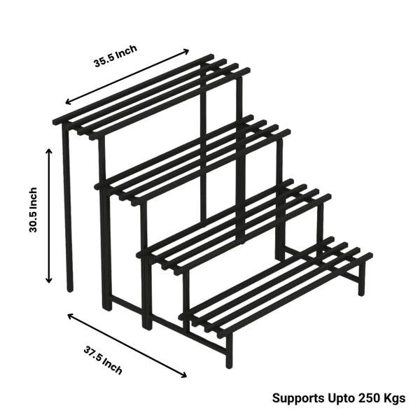 Mighty Home 4 Tier Metal Plant Stand, Heavy Duty Iron Pot Rack for Indoor and Outdoor Use, Balcony, Garden, Decor Space and Saving Multi Purpose Holder