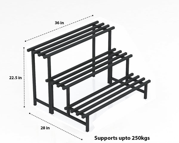 Mighty Home 3-Tier Metal Plant Stand, Heavy-Duty Iron Pot Rack for Balcony, Garden & Indoor Outdoor Home Décor