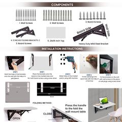 Wow-Craft Engineered Wood Wall Mounted Multipurpose Foldable Table With Round Corners For Study Table, Computer Table, Foldable Table, Work Table For Home Office, Diy Table ( 24 X 16 Inch )