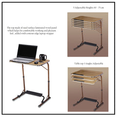 Wow-Craft Bade XL Size Top Working Table, 60x 45x 75 Cm, Adjustable Height & Angles, Ergonomic Footrest, Sturdy Steel Frame, Multipurpose For Study, Office, Work From Home