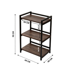 wow craft Standing Rack, Bathroom Countertop Storage Rack, Dish Rack for Kitchen Organizer, Cosmetic Shelf Rack | Floor-Mount Shelf with Black Pipe Design Crafted with Engineered Wood and Metal