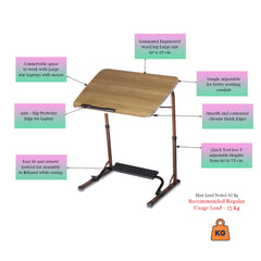 Wow-Craft Bade XL Size Top Working Table, 60x 45x 75 Cm, Adjustable Height & Angles, Ergonomic Footrest, Sturdy Steel Frame, Multipurpose For Study, Office, Work From Home