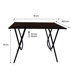 Wow-Craft Foldable and Portable Study Table, Computer Desk, Laptop Table, Engineered Plywood Top, Powder Coated Finish, 90cm x 60cm x 72cm, (Dark Wengi)