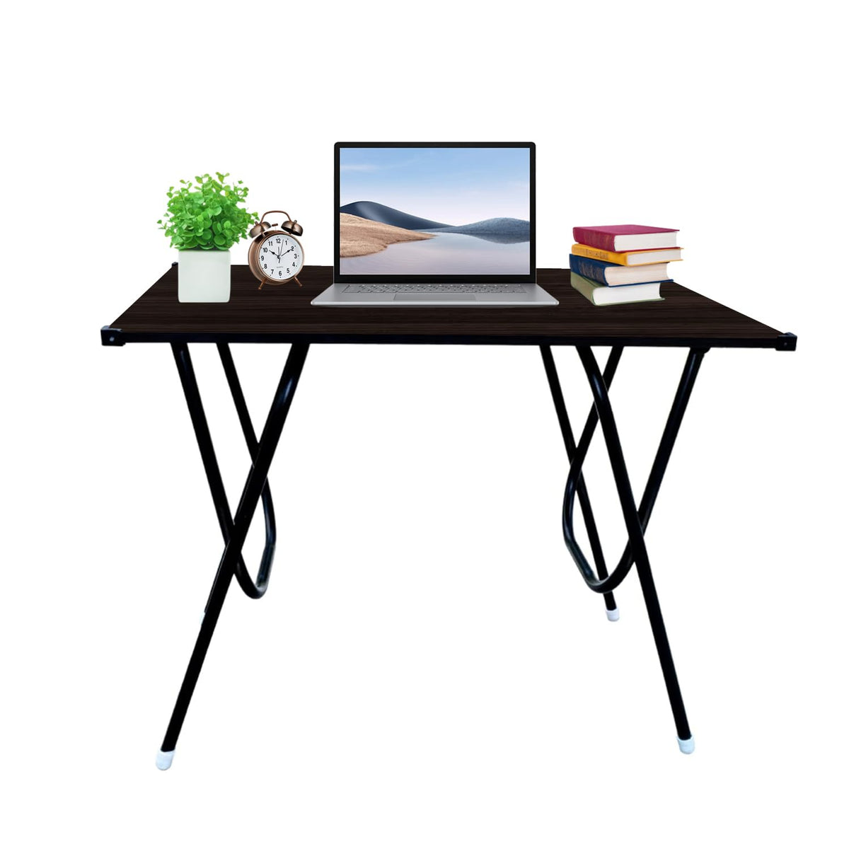 Wow-Craft Foldable and Portable Study Table, Computer Desk, Laptop Table, Engineered Plywood Top, Powder Coated Finish, 90cm x 60cm x 72cm, (Dark Wengi)