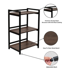 wow craft Standing Rack, Bathroom Countertop Storage Rack, Dish Rack for Kitchen Organizer, Cosmetic Shelf Rack | Floor-Mount Shelf with Black Pipe Design Crafted with Engineered Wood and Metal