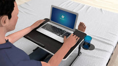 wow craft Multipurpose Portable and Adjustable Laptop Table | Over Bed Table, Lap Desk with Wooden Top | Table Mat Finish | Kids Study Table | 36x48 cm (Black)