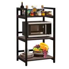 Wow Craft 3-Layer Multipurpose Microwave Oven Stand & OTG Rack – Floor-Mount Kitchen Storage Shelf with Black Pipe Design Crafed with Engineered Wood and Metal